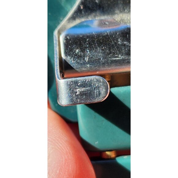 Vintage Belt Mid-Century Green Stone Rectangular Bead Chain Buckle Adjustable - Picture 2 of 6